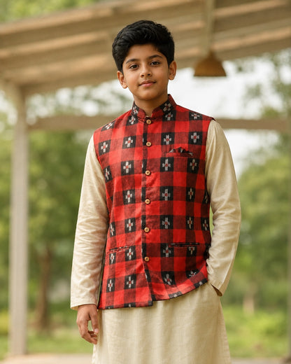 Boys Red Star Half Jacket