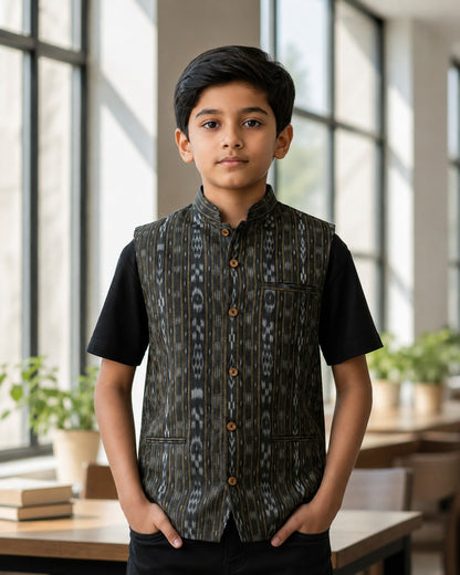 Boys Black Half Jacket