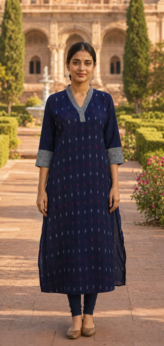 Handloom Women Blue Kurta Set