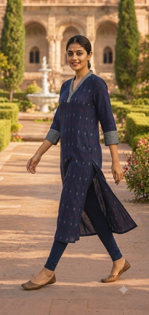 Handloom Women Blue Kurta Set