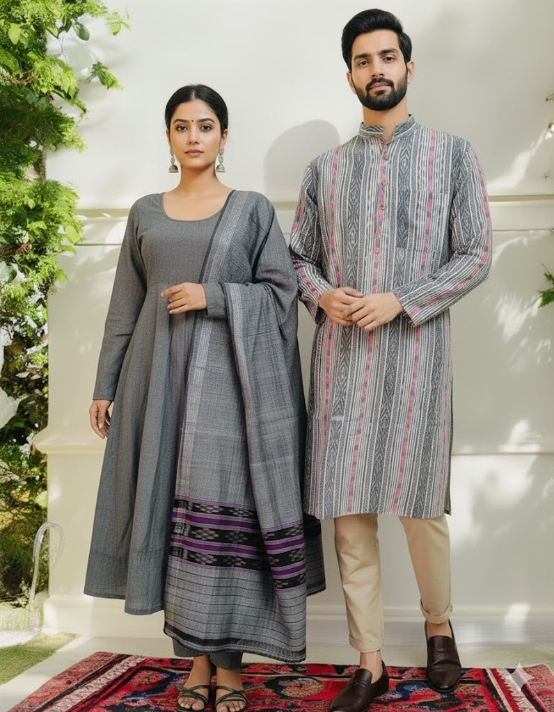 Cotton Ikkat GreyTwinning Dress