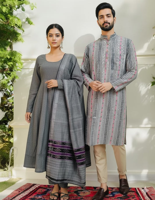 Cotton Ikkat GreyTwinning Dress