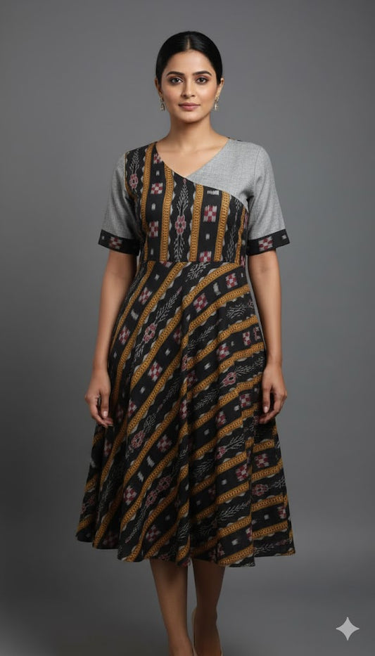 Women Cotton Black Single Dress