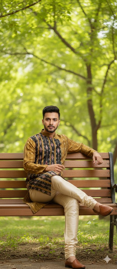 Men's Designer Mustard & Black Cotton Kurta | Classic & Comfortable Ethnic Wear | We Handloom