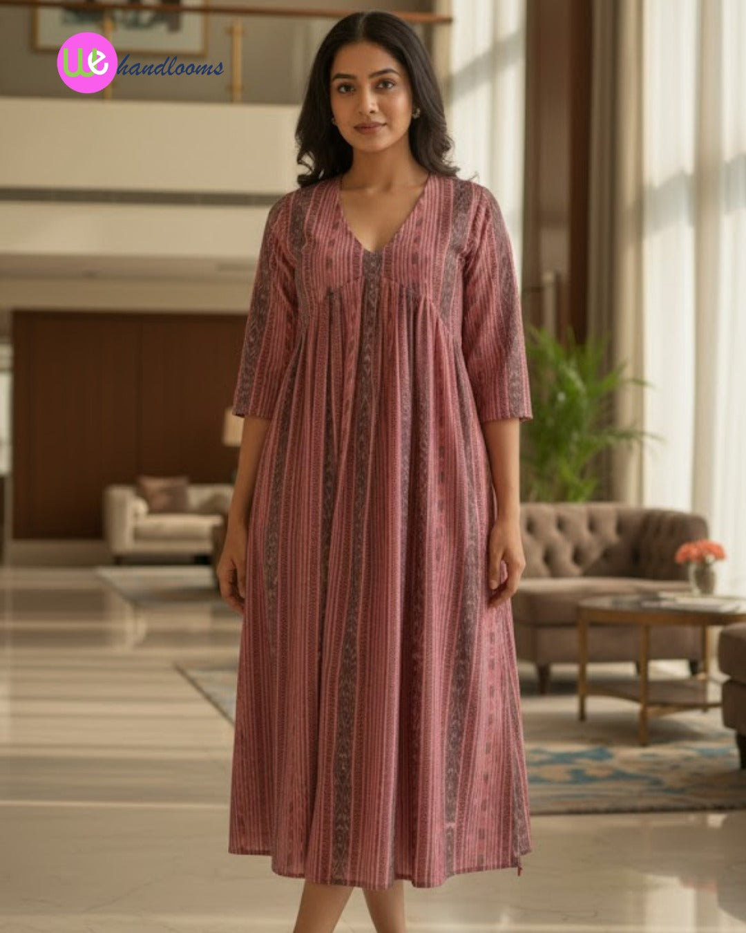 Handloom Stylish Cotton Pink Single Dress