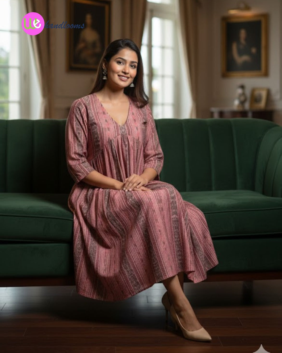 Handloom Stylish Cotton Pink Single Dress