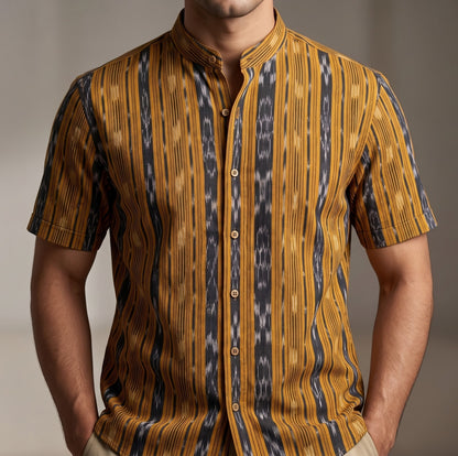 Haandloom Mens Mustard Half Shirt