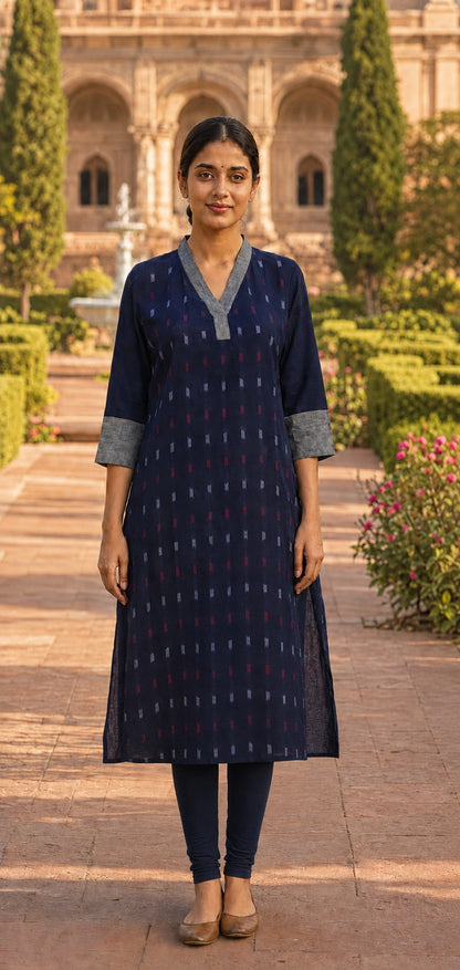 Handloom Women Blue Kurta Set