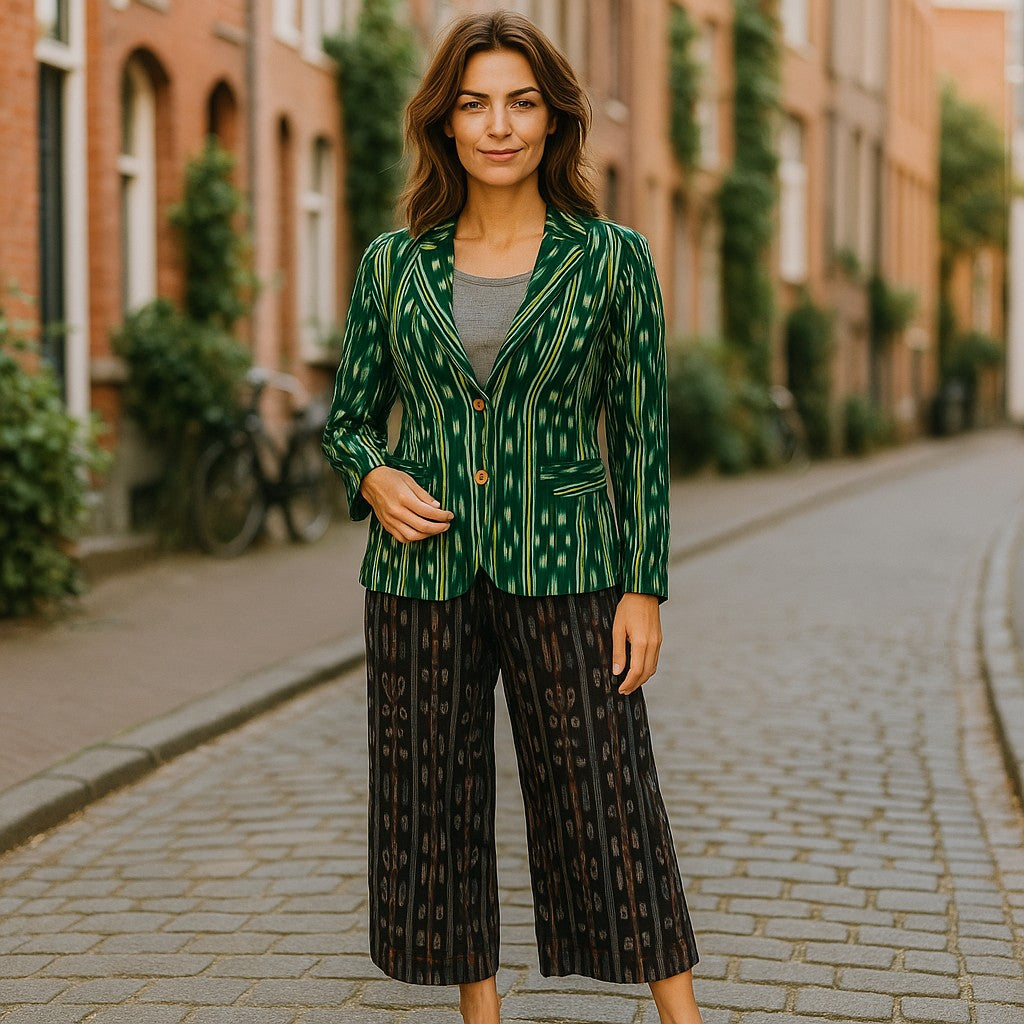 Handloom Green Ikkat Blazer