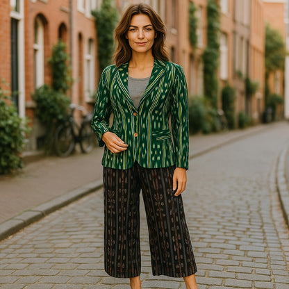 Handloom Green Ikkat Blazer