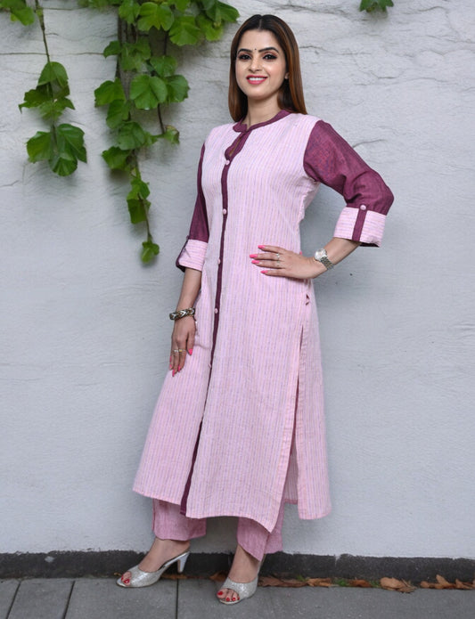 Womens Cotton Pink Kurta Set