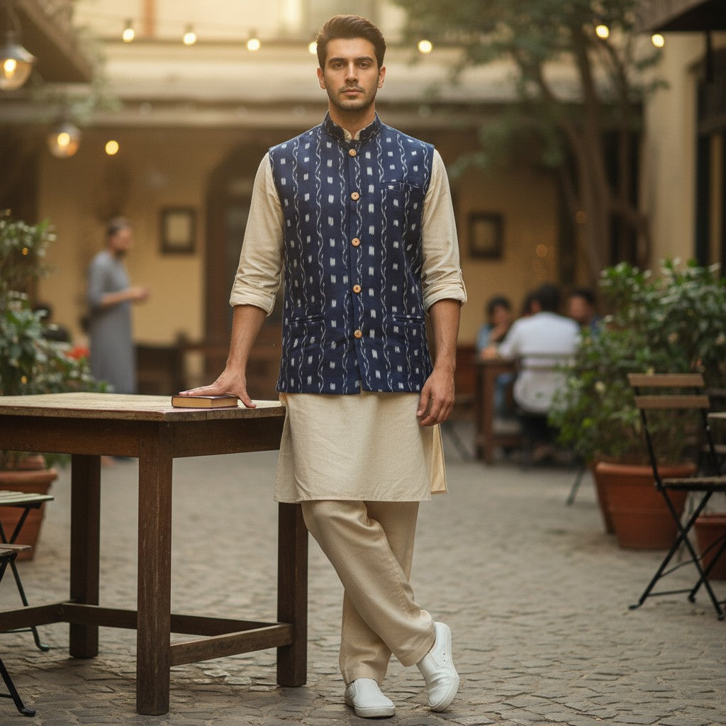 Handloom Men's Blue Modi Jacket