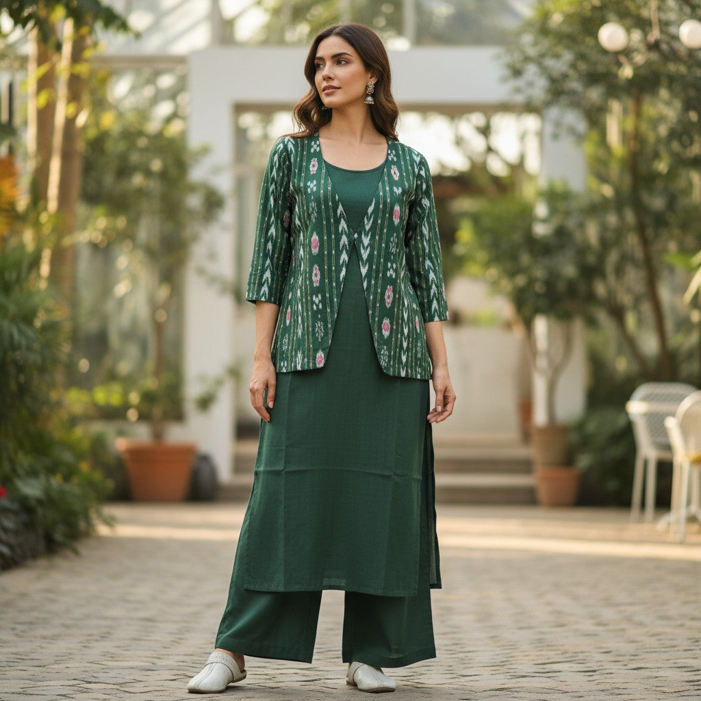 Hanadloom Kurta Pant & Jacket Set