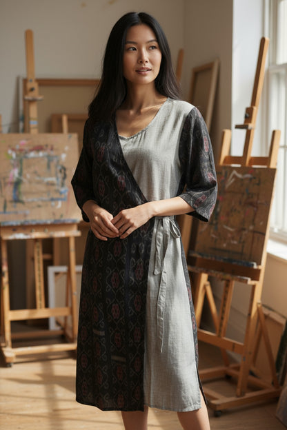 Handloom Stylish Grey & Grey Single Dress