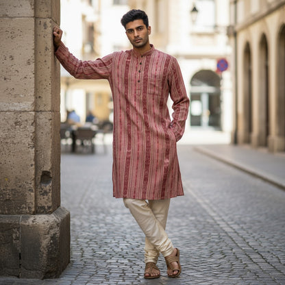 Handloom Men's Pink Kurta