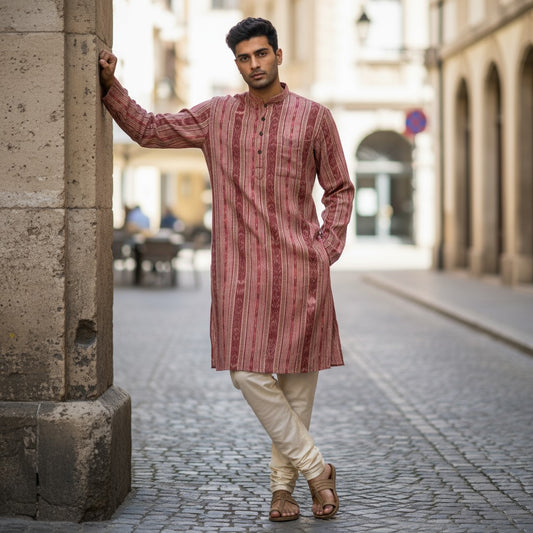 Handloom Men's Pink Kurta