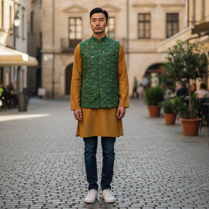 Men's Ikkat Green Modi Jacket