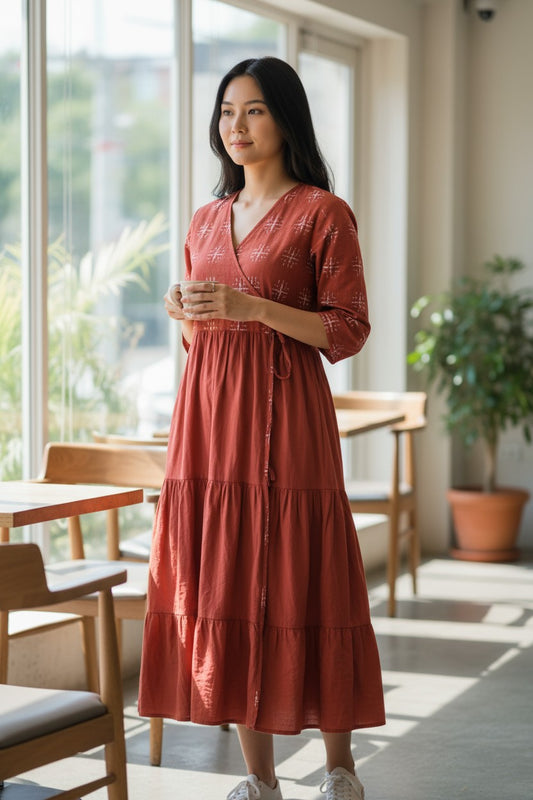Handloom Red Star Single Dress