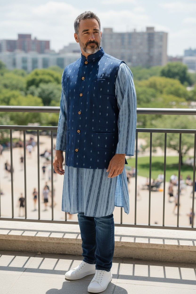 Handloom Blue Mens Modi Jacket