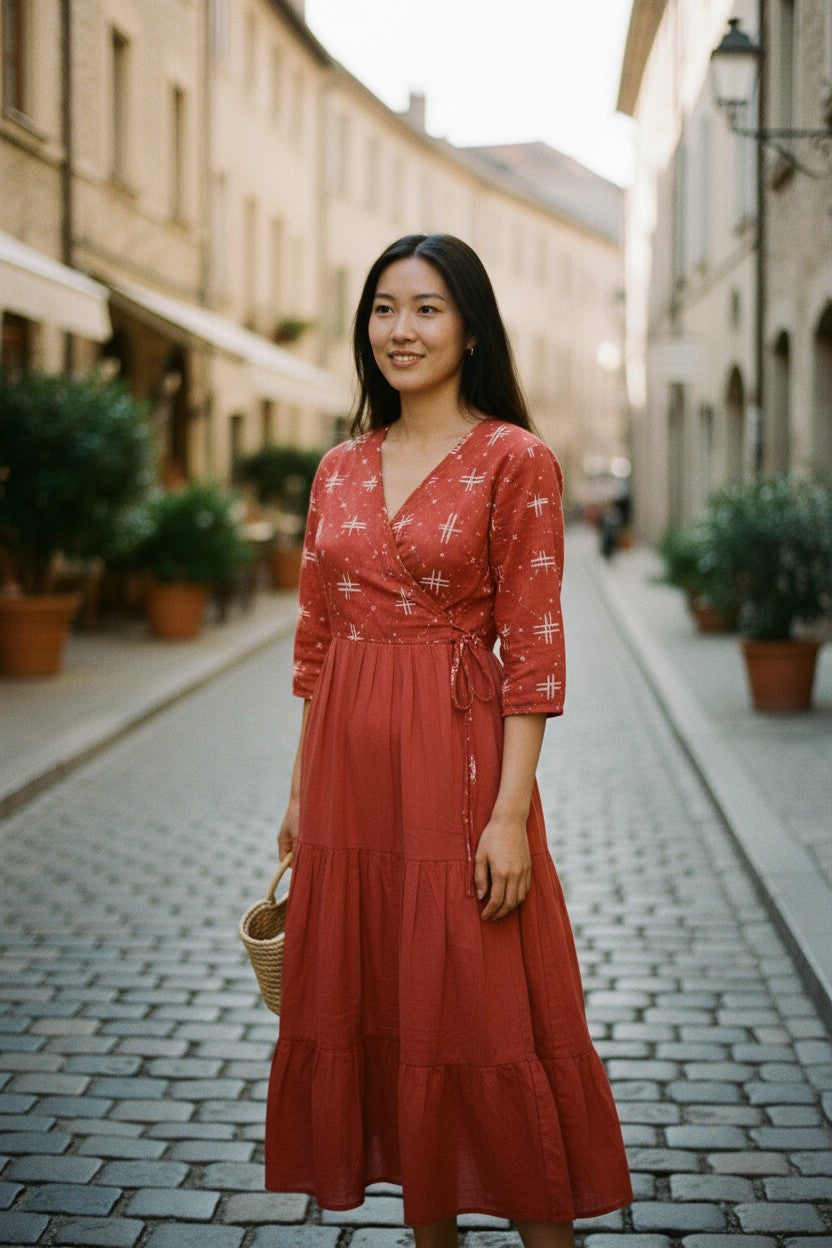 Handloom Red Star Single Dress