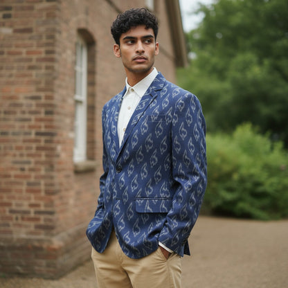 Handloom Mens Blue Blazer