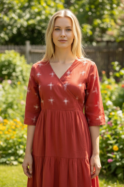 Handloom Red Star Single Dress