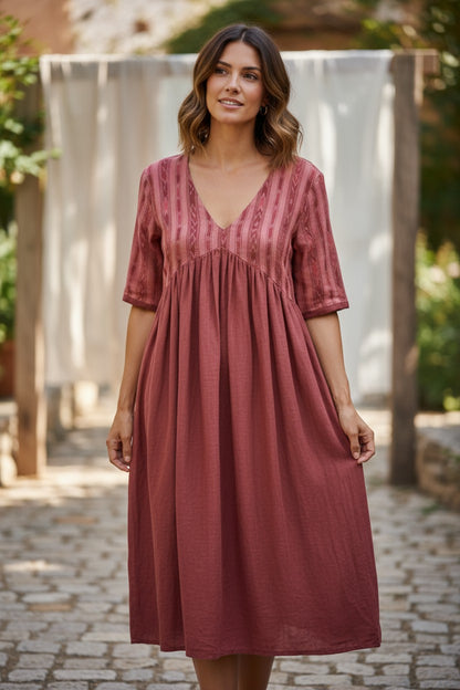 Handloom Designer Maroon Single Dress