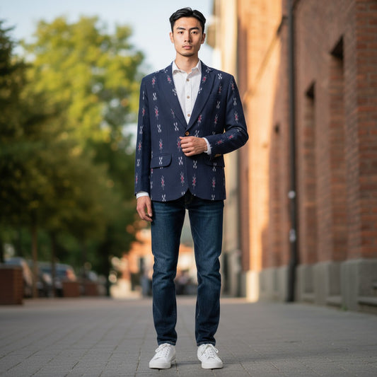 Handloom Men's Blue Blazer