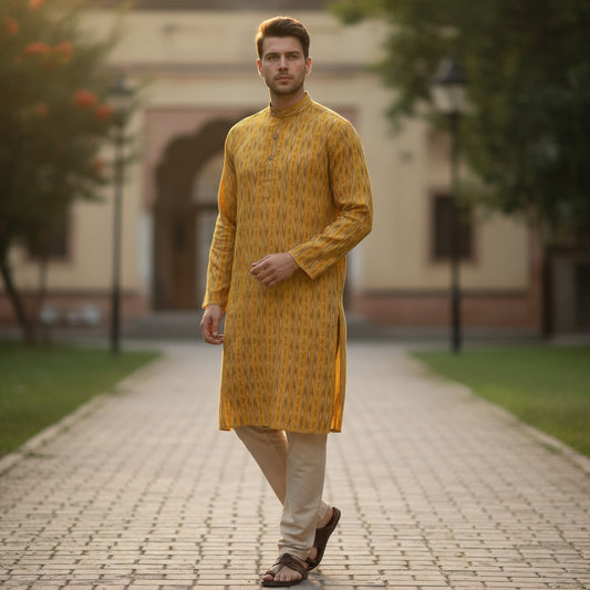 Handloom Men's Yellow Kurta