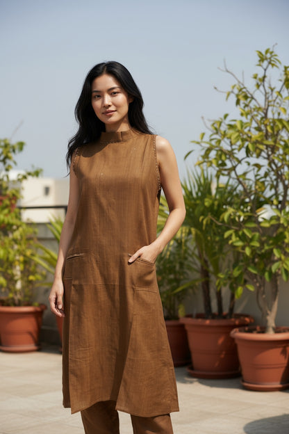 Halter Neck Kantha Stich One-Piece Kurta Set