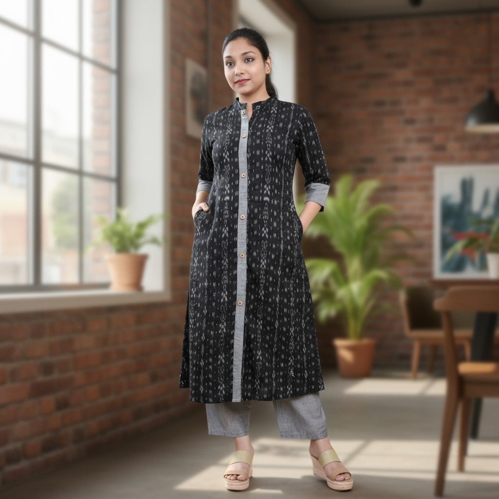 Handloom Women Stylish Stright Cut Kurta & pant Set