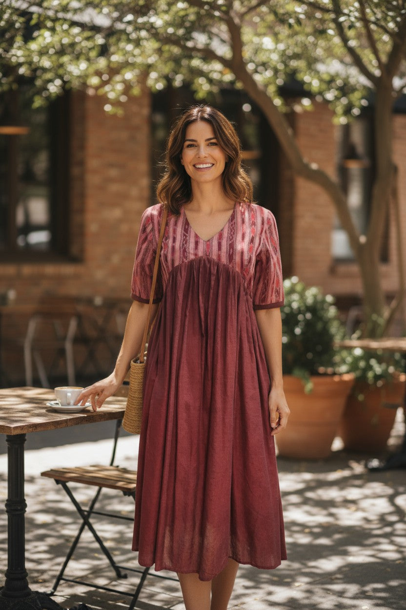 Handloom Designer Maroon Single Dress