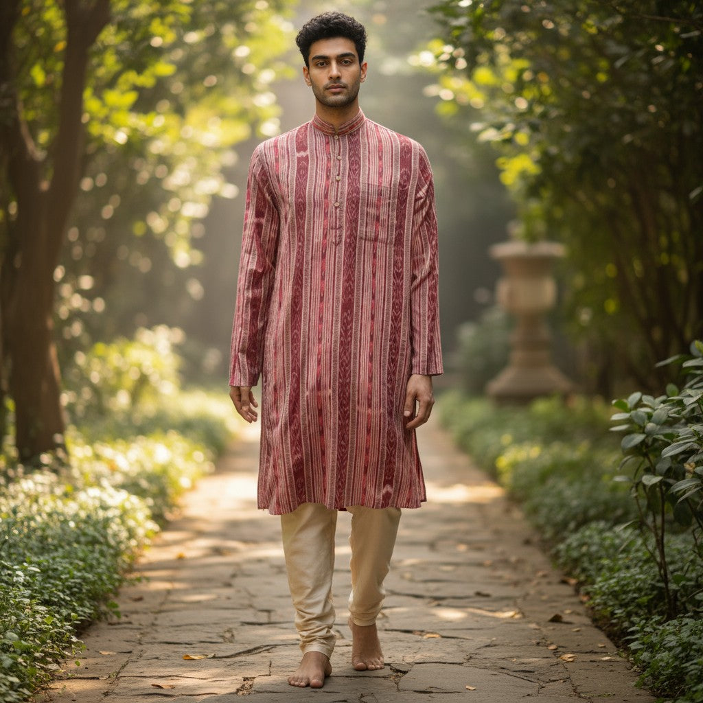 Handloom Men's Pink Kurta