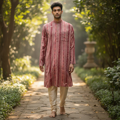 Handloom Men's Pink Kurta