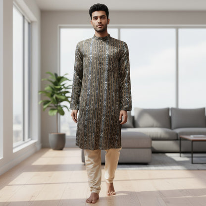 Handloom Mens Black Kurta