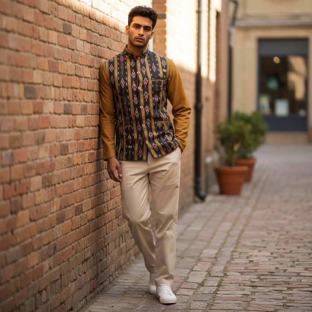 Men's Cotton Mustard Modi Jacket