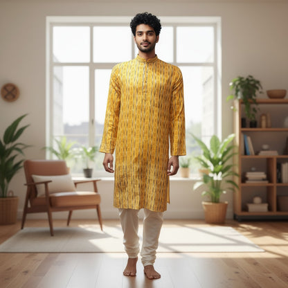 Handloom Men's Yellow Kurta