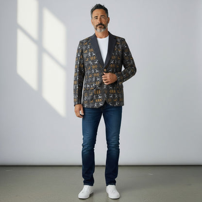 Handloom Mens Tribal Black Blazer