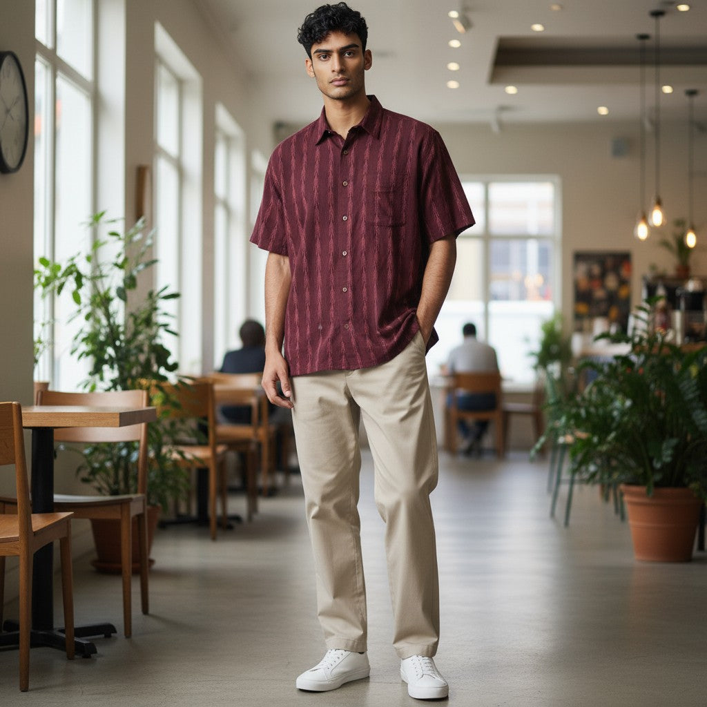 Handloom Men's Maroon Shirt