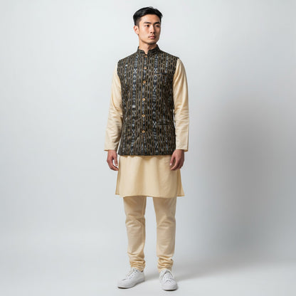 Handloom Men's Black Modi Jacket