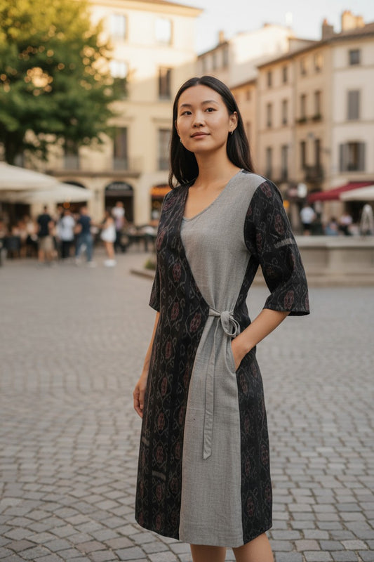 Handloom Stylish Grey & Grey Single Dress