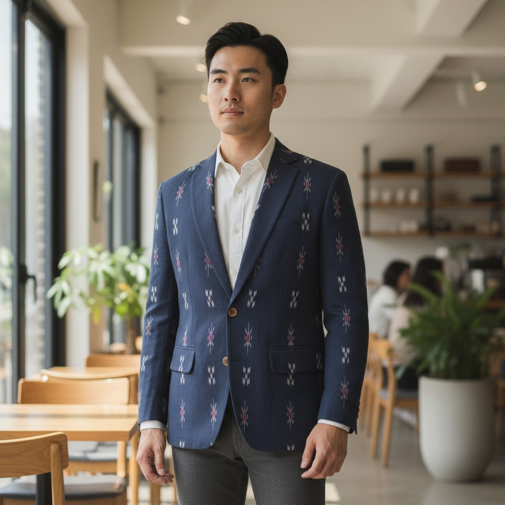Handloom Men's Blue Blazer