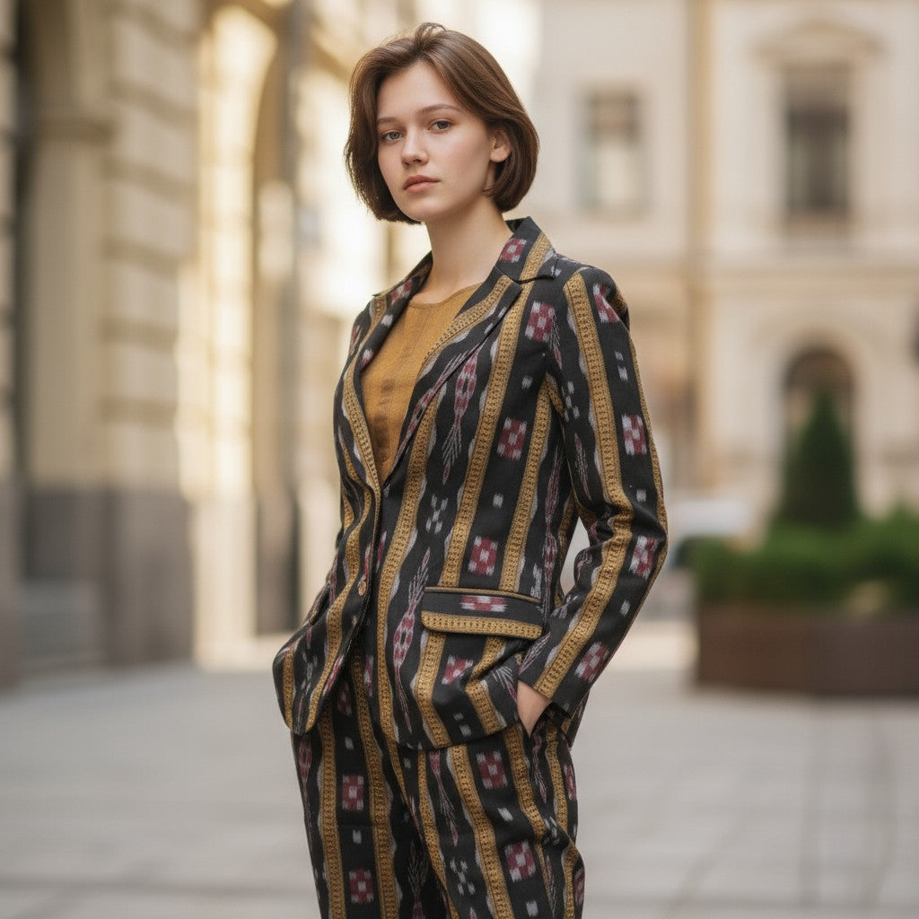 Women Black Passapali Blazer Suit