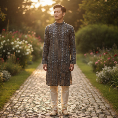 Handloom Mens Black Kurta