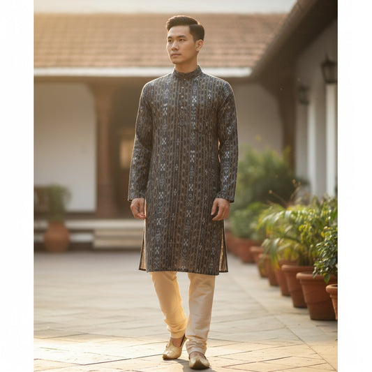 Handloom Mens Black Kurta