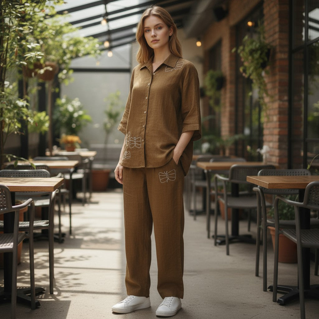 Handloom Mustard Coords Set