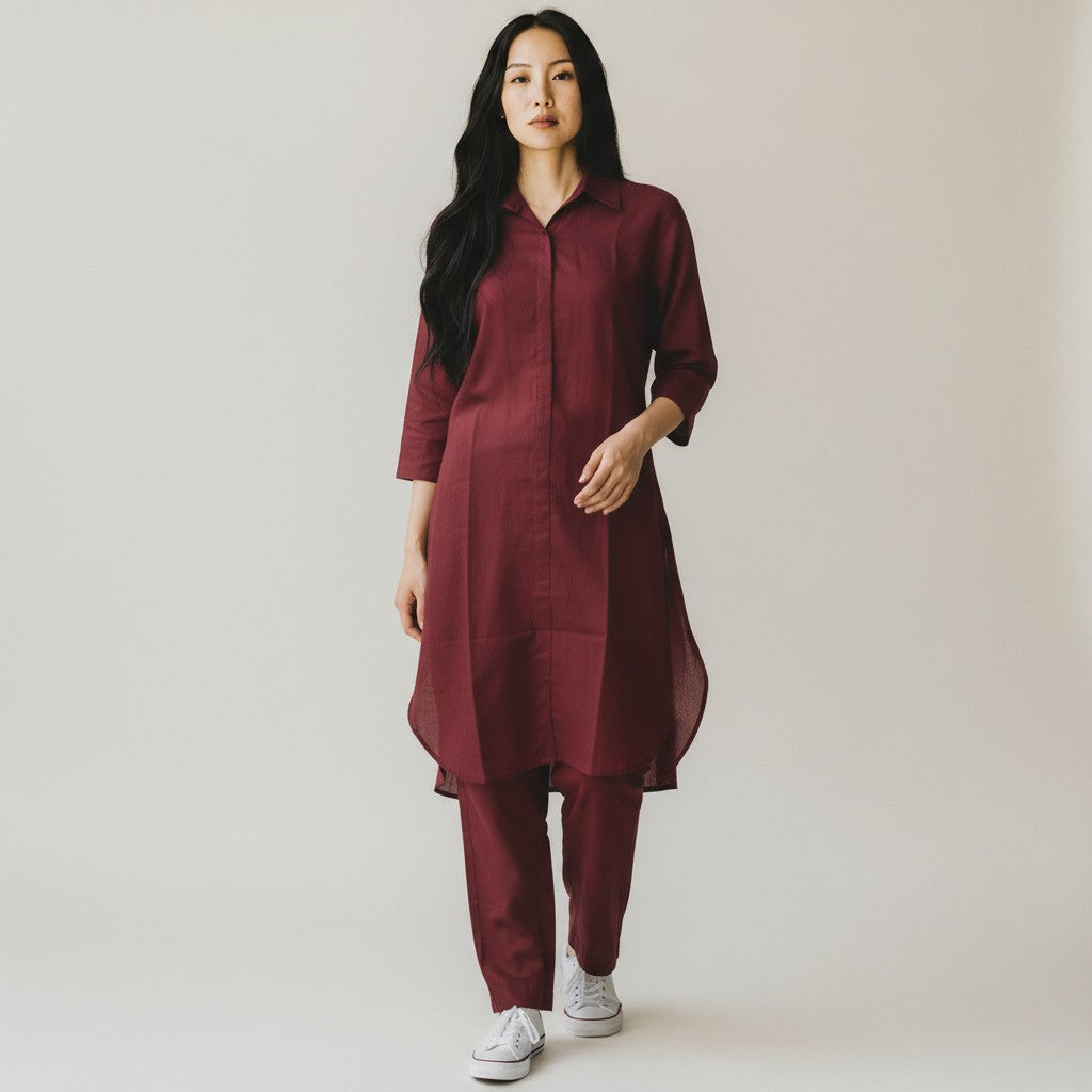 Handloom Cotton Marron Coord Set
