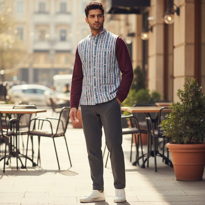 Ikkat Blue Modi Jacket