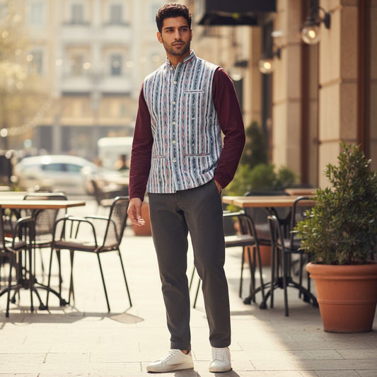 Ikkat Blue Modi Jacket