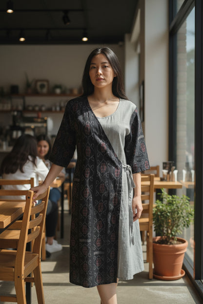 Handloom Stylish Grey & Grey Single Dress